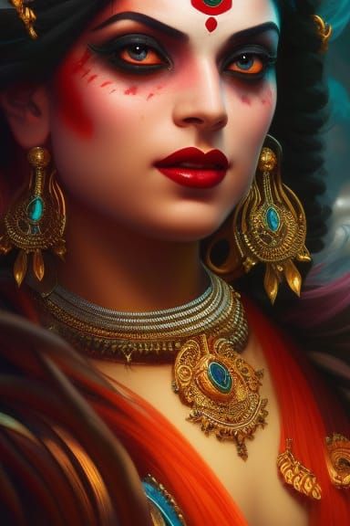 Goddess Kali Portrait in Hyperdetailed Digital Art