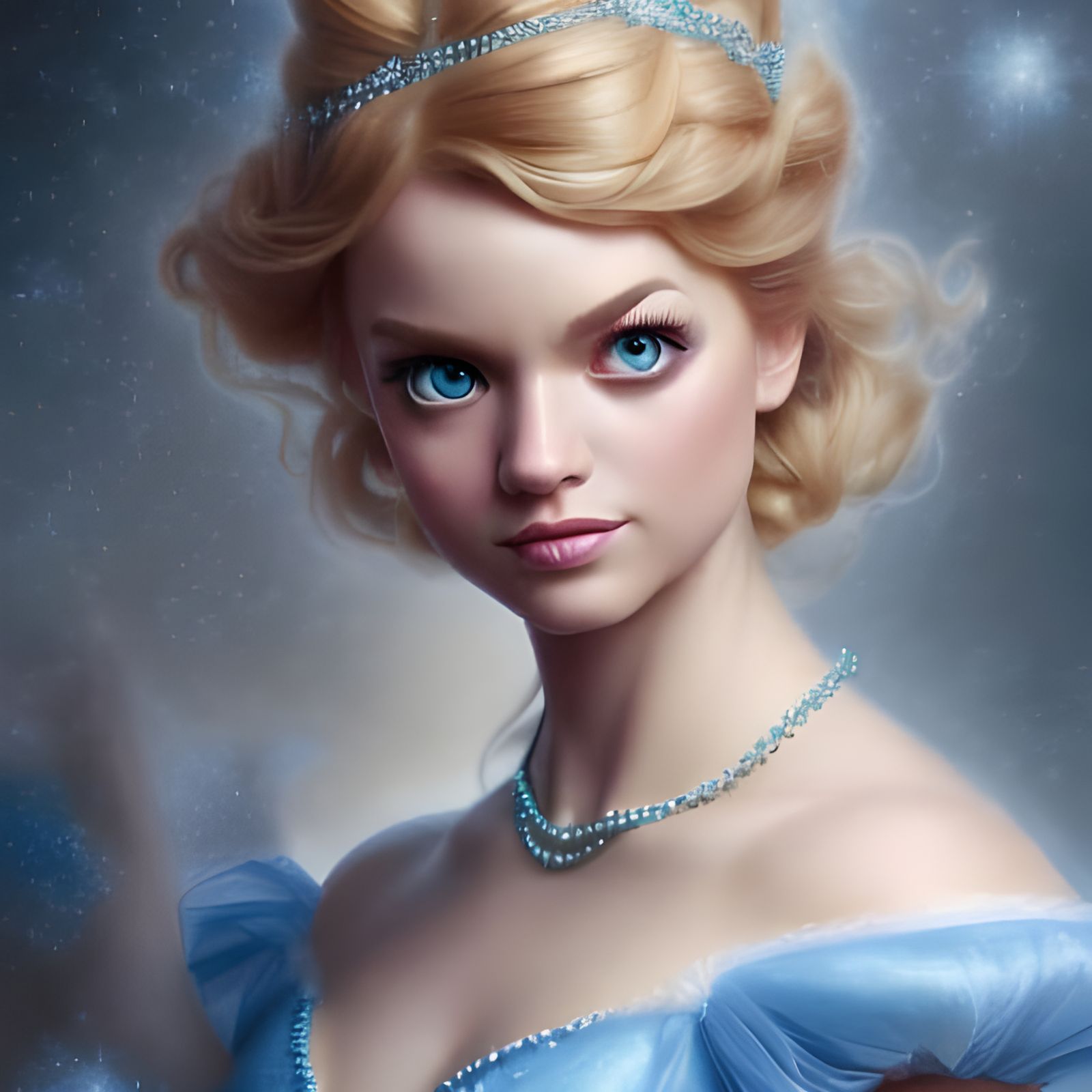 Gorgeous Cinderella Portrait in Hyperrealistic Style