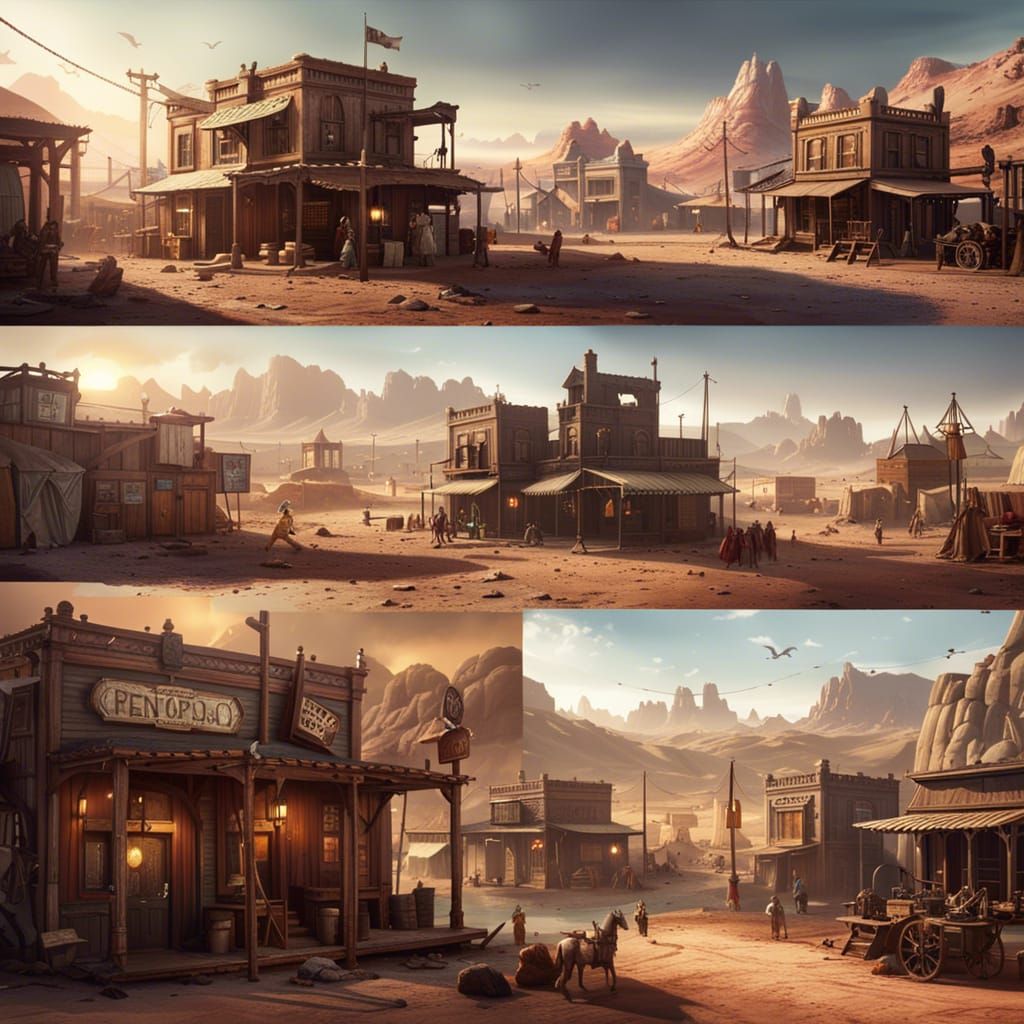 Frontier Townscapes in Detailed Matte Painting Style