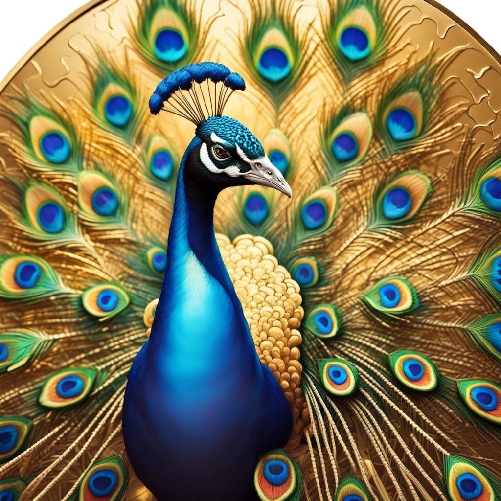 Gold Rimmed Peacock Glass Jigsaw Puzzle Art