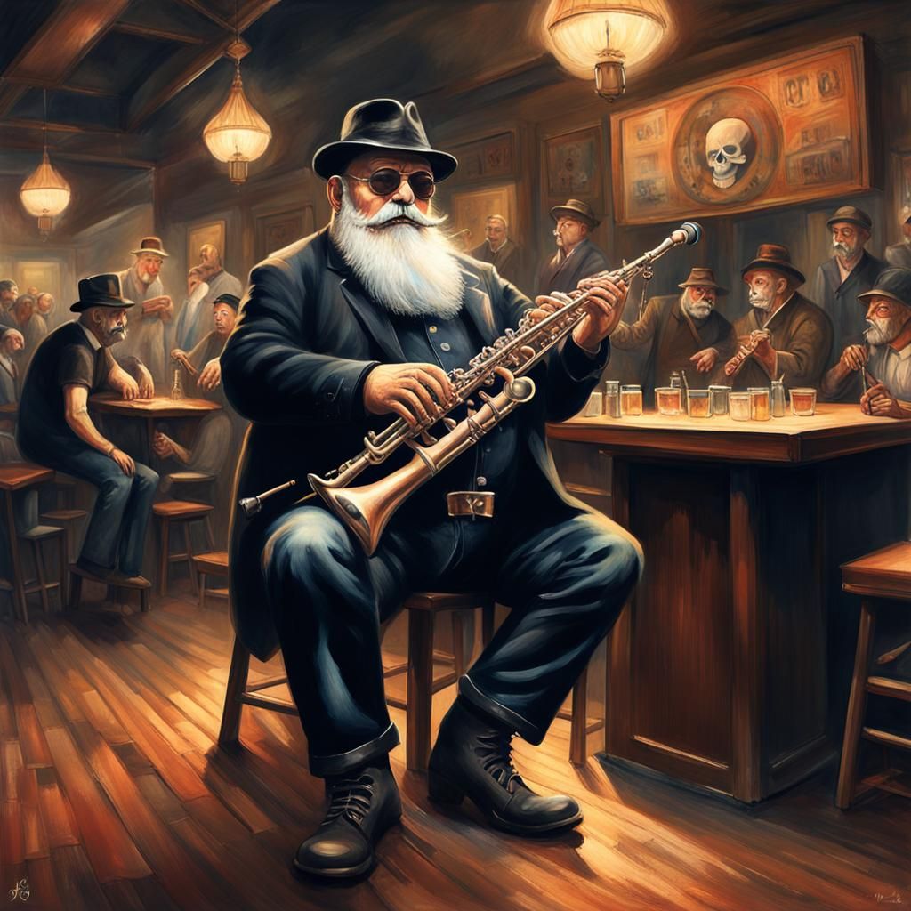 Man Playing Clarinet in 1930s Berlin Nightclub