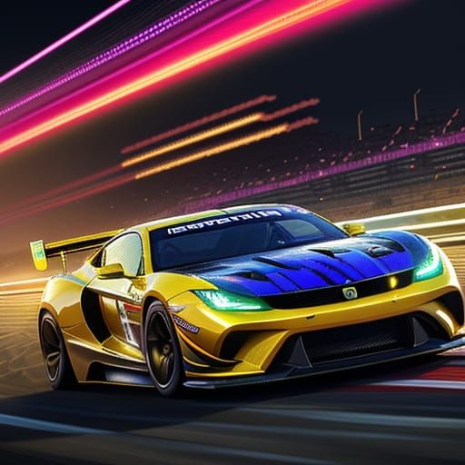 Cars Racing at Sunset in Pixel Art Style