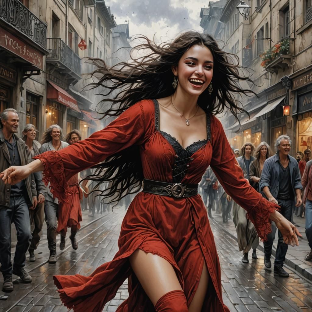 Happy Teenager Dancing: Photorealistic Digital Art