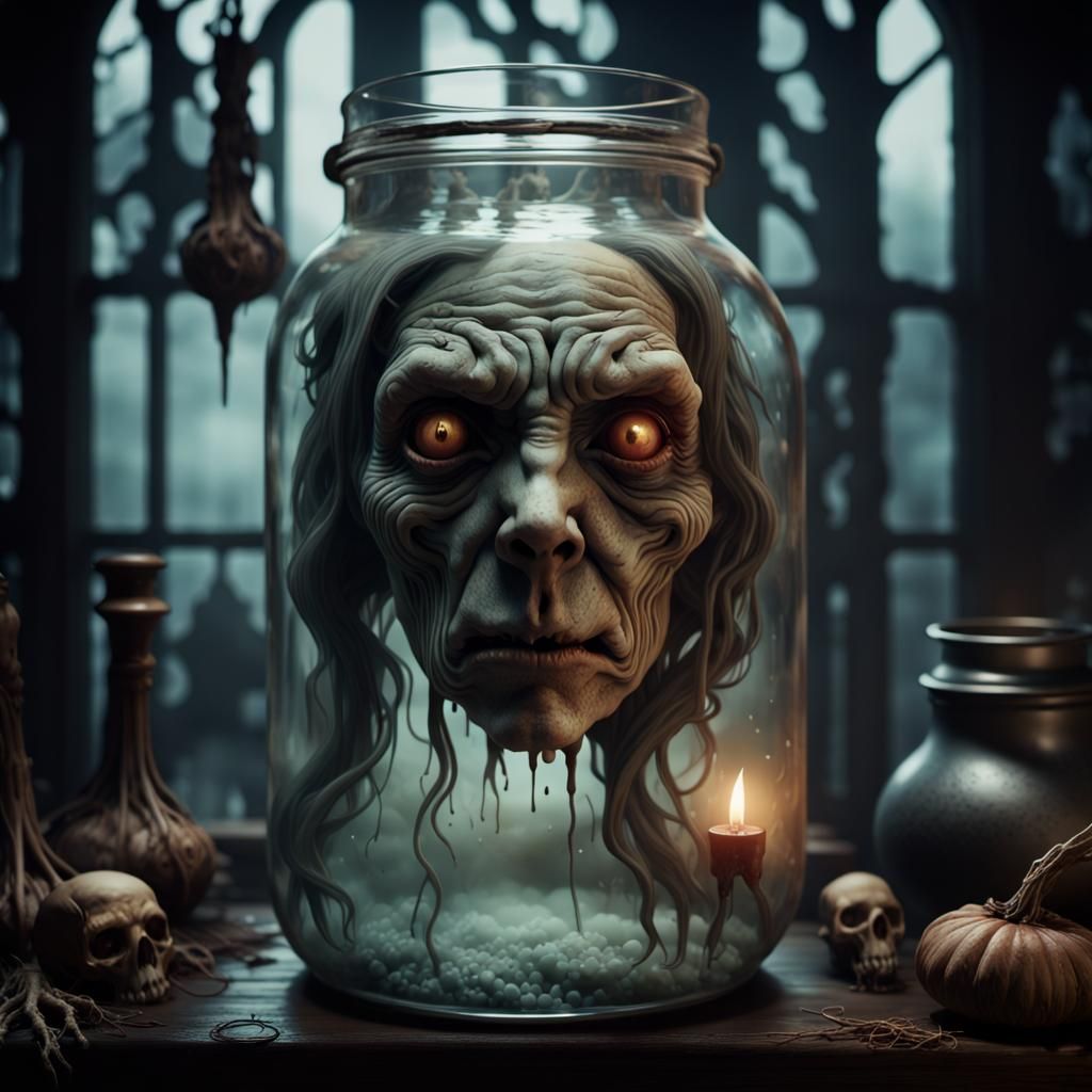 Witch's Head in a Jar: Art Nouveau Horror