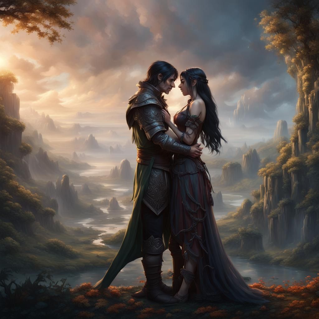 Loving Elves in a Fantasy Concept Art Style