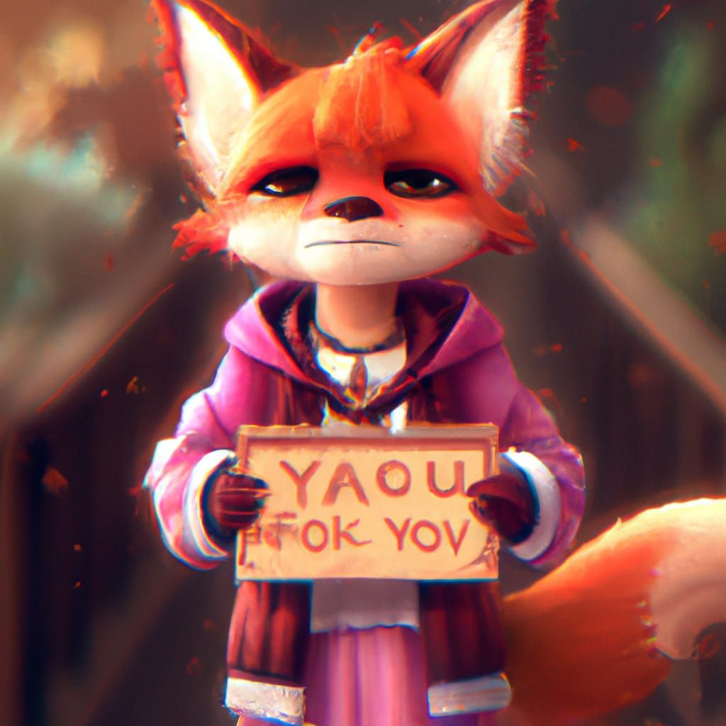 Chibi Fox Says Thank You in Digital Illustration