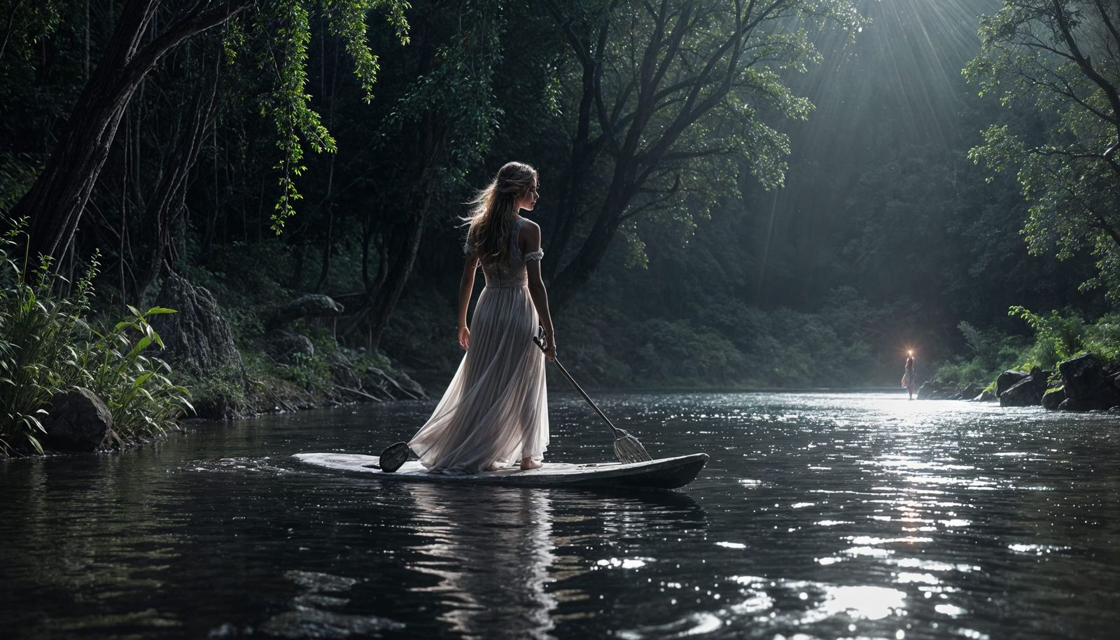 Woman Paddleboarding Reimagines Lady of Shalott