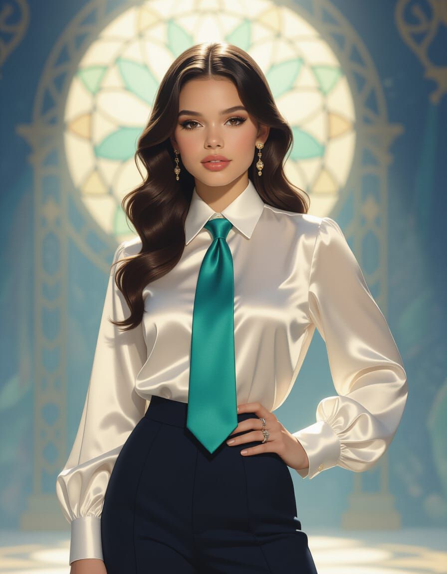 Elegant Woman on Stage in Art Nouveau Style