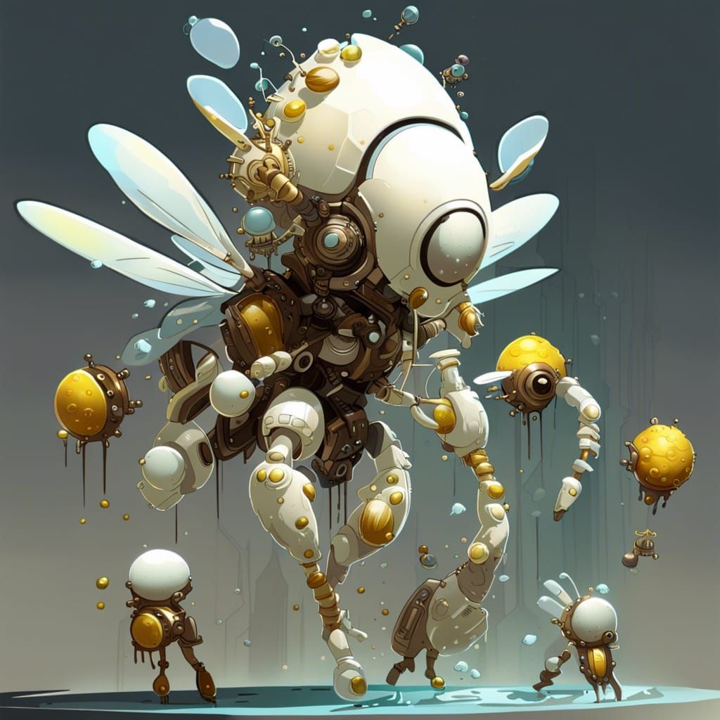 Mechanical Honey Bee Queen with Alien Eggs