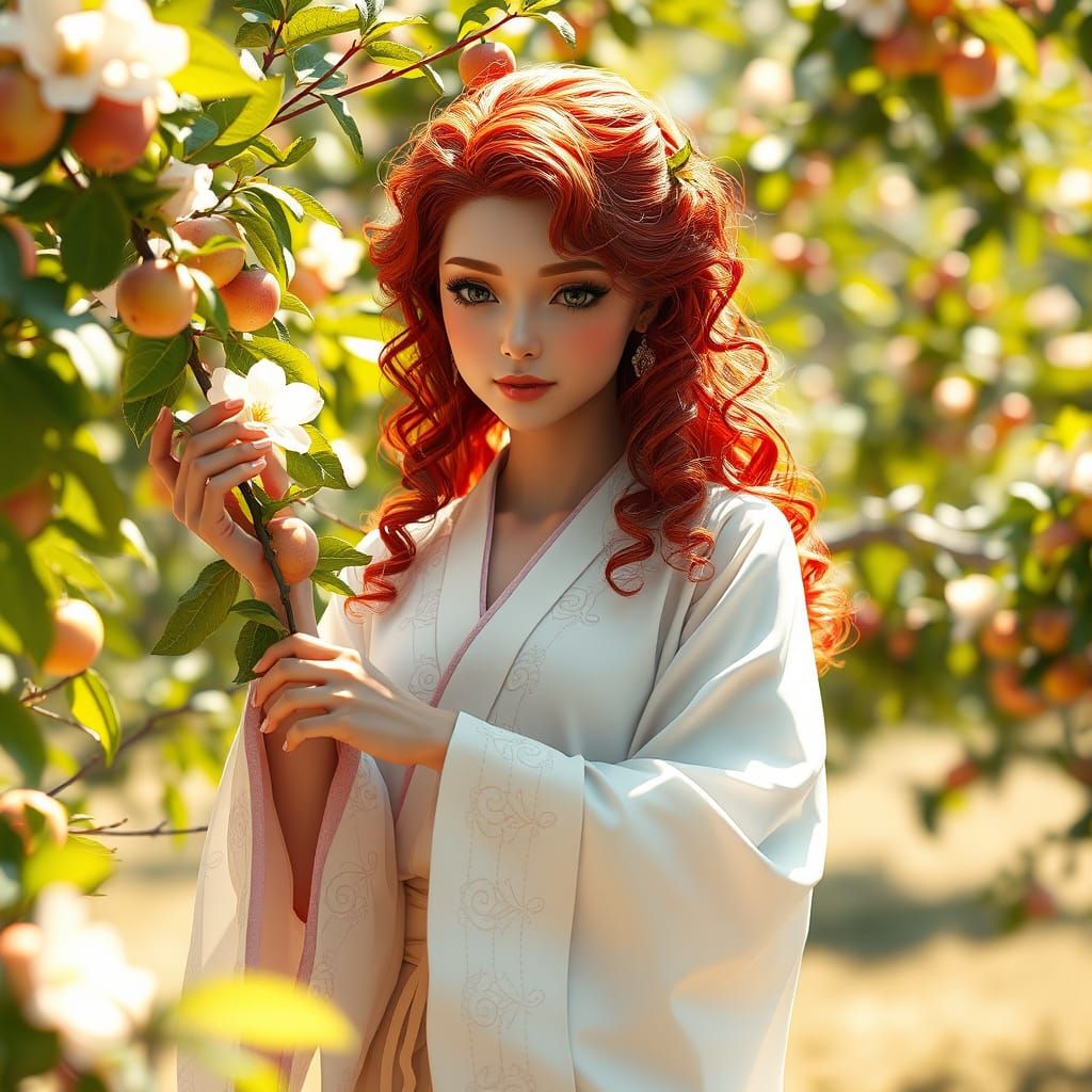 Stunning Woman Tends to Interdimensional Apple Trees in Eleg...