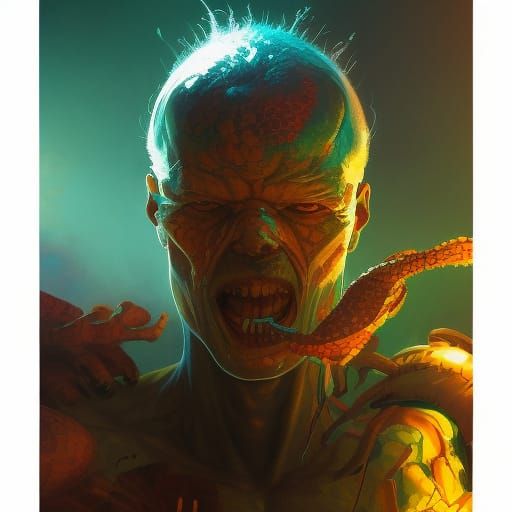 Radioactive Scorpion-Man Transformation: Comic Book Art