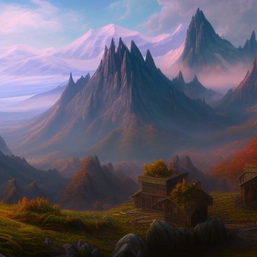 Fantastical Mount Appalachia: Detailed Matte Painting