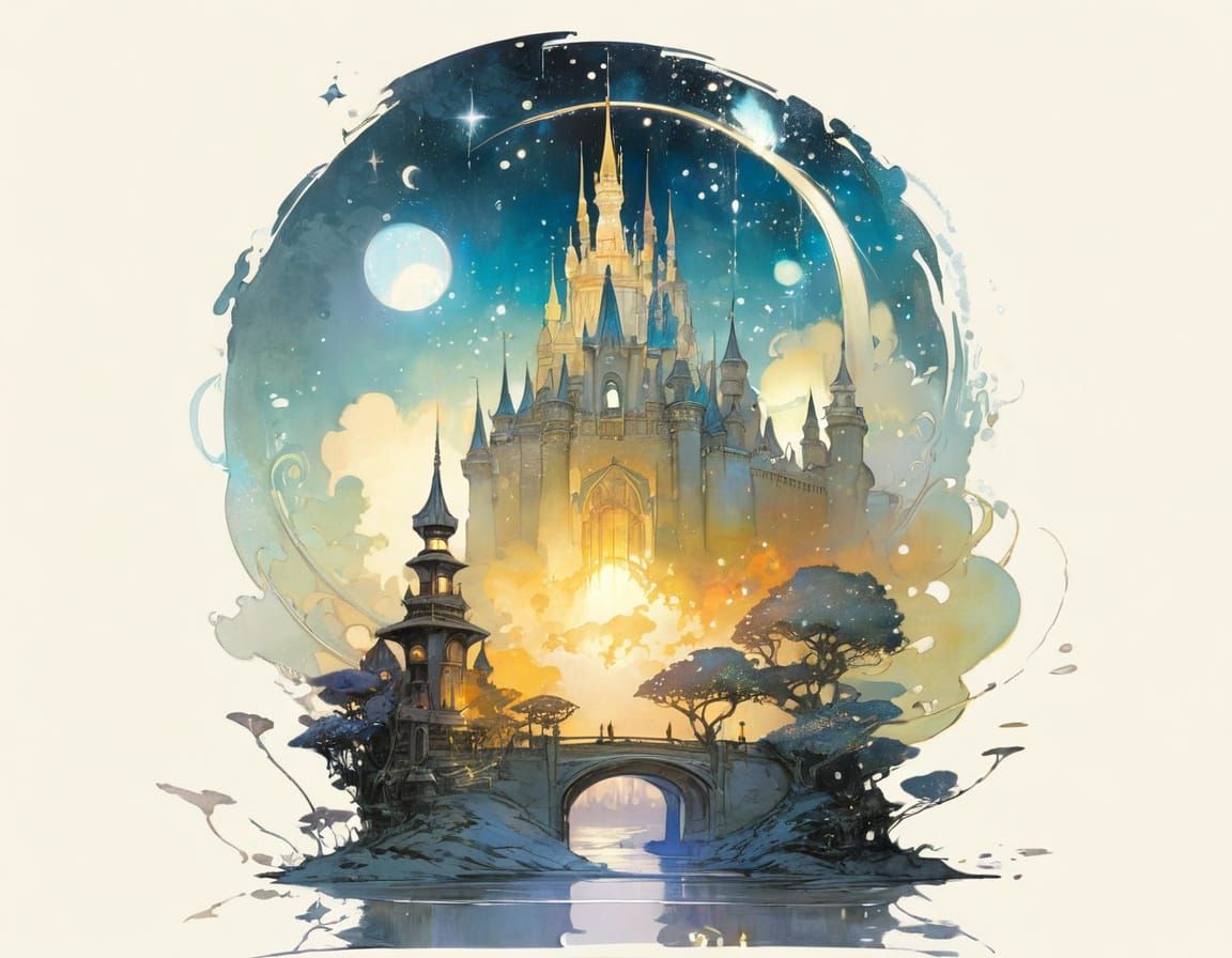 Ethereal Castle in Golden Stardust Realm