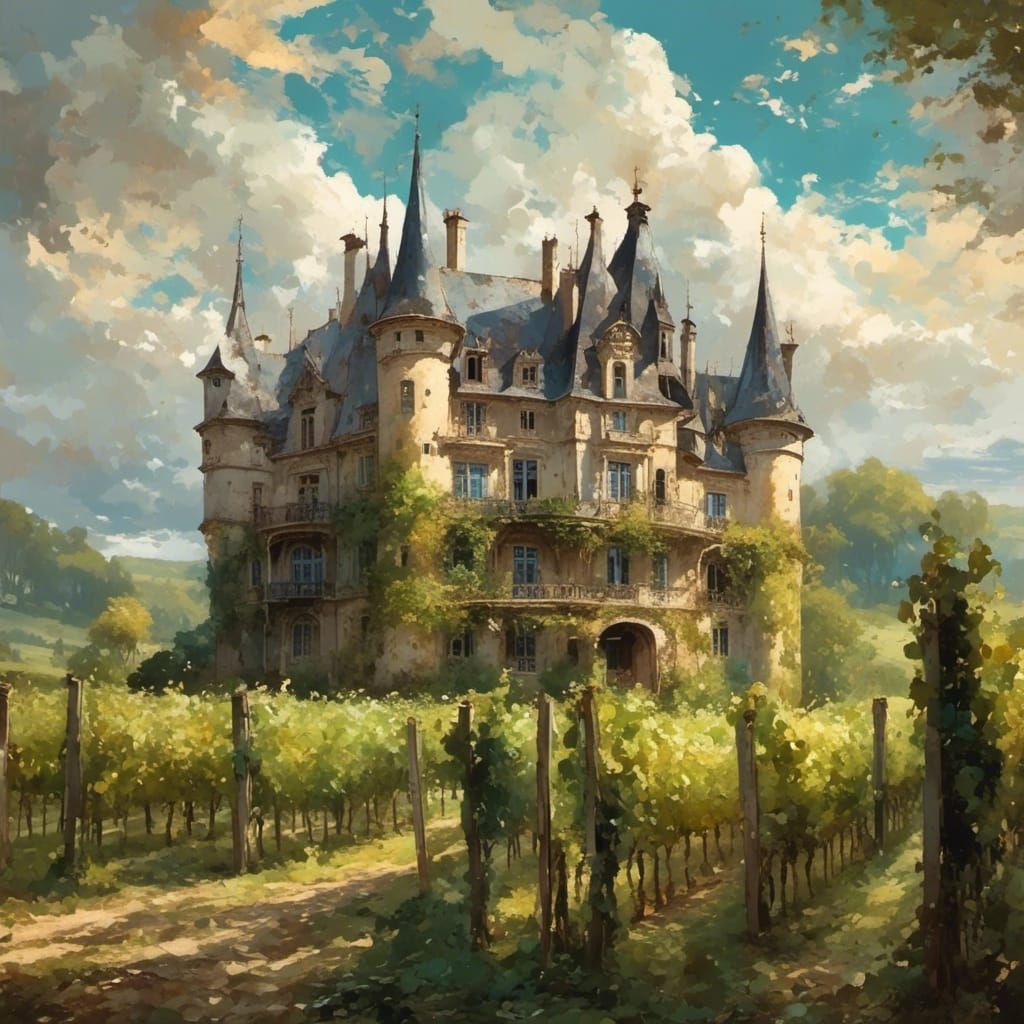 Picturesque Chateau in Northern France Vineyard