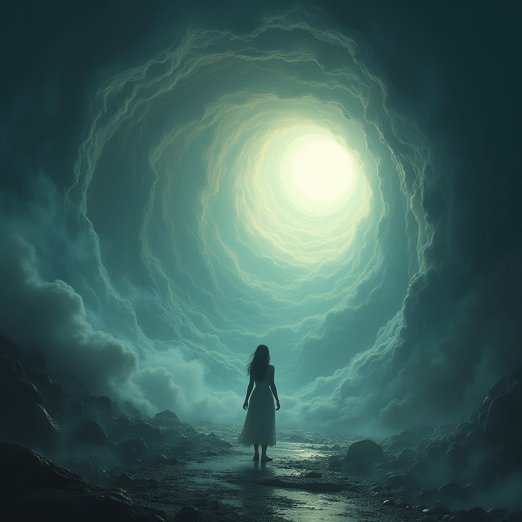 Surreal Funnel of Light: A Digital Art Piece