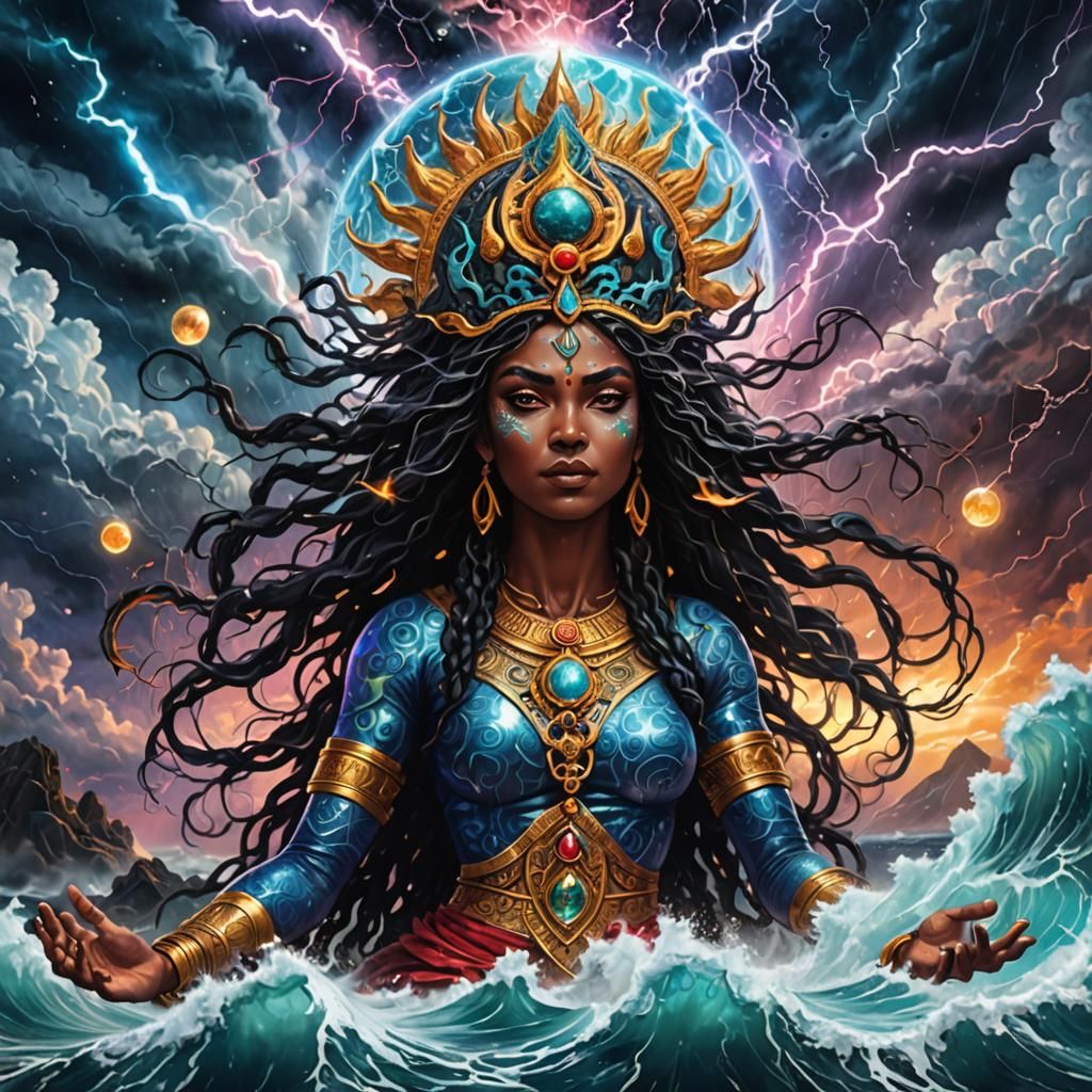 Kali Rules World in Holographic Astral Illustration