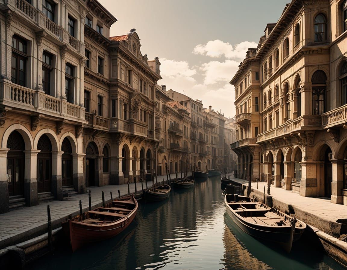 Vintage Cityscape in Earthy Tones