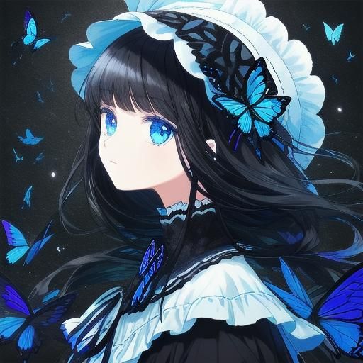 Girl with Butterflies Digital Portrait