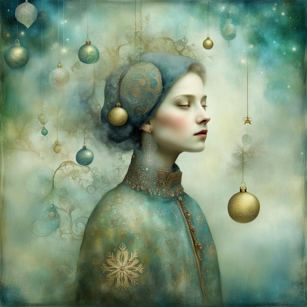 Ethereal Christmas Ornaments Fantasy Portrait