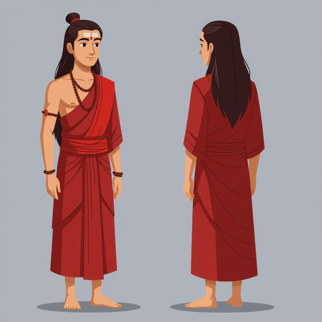 Tantric Monk Turnaround Flat Vector Illustration