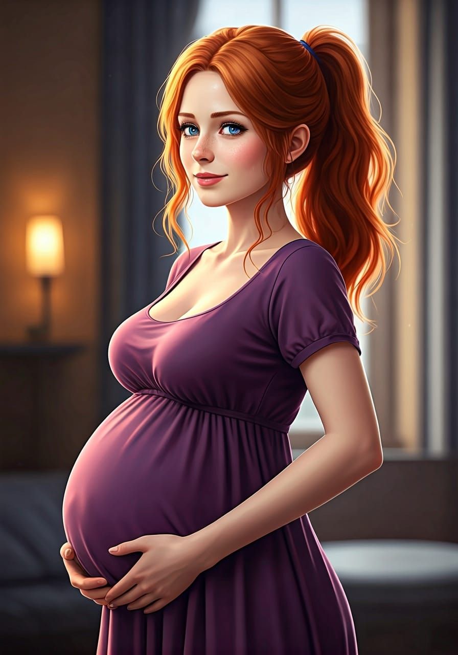 Pregnant Woman in 3D Anime Style