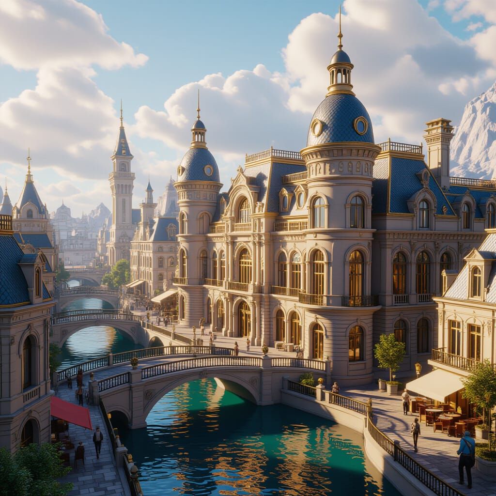 Beaux-Arts Cityscape in Fantastical Matte Painting Style