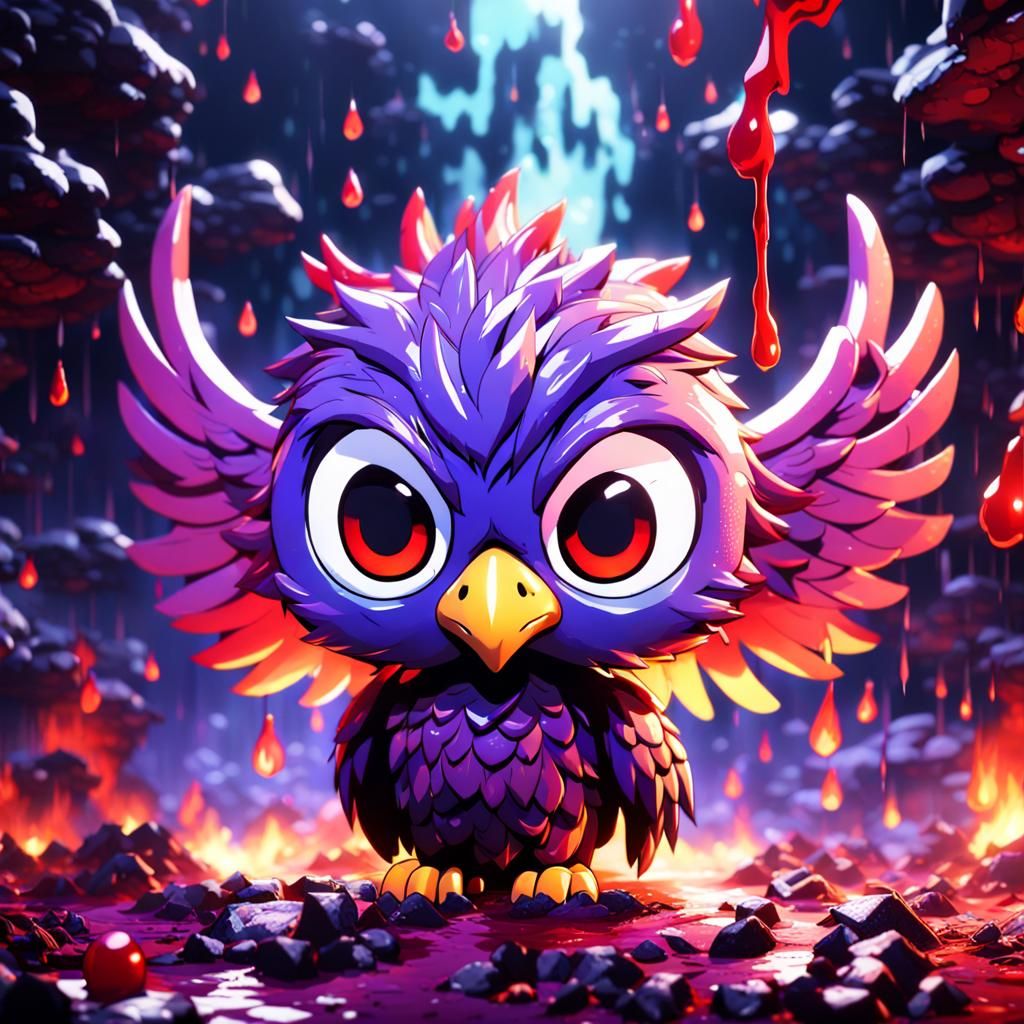 Miniature Purple Phoenix Sleeping in Hell: Pop Art