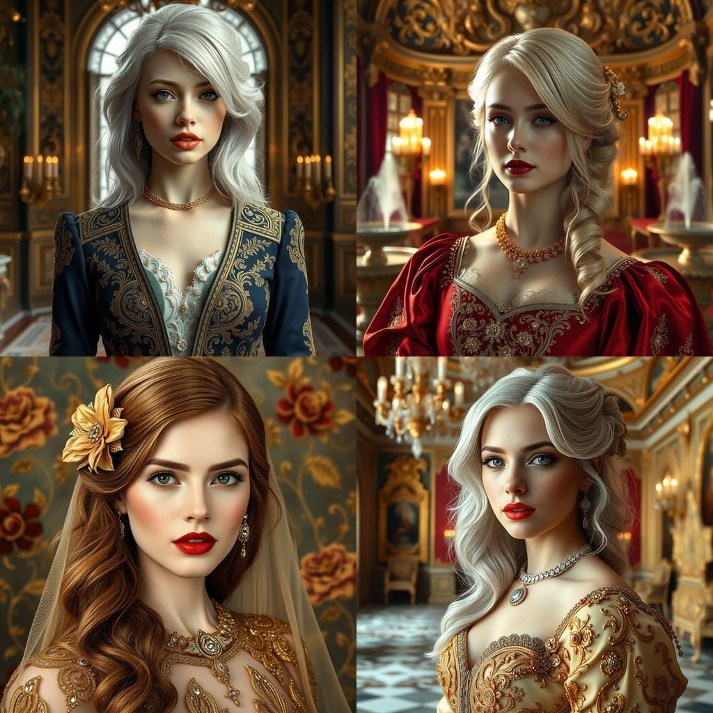 Gilded Dream in Klimt's Style: Opulent Versailles Scene