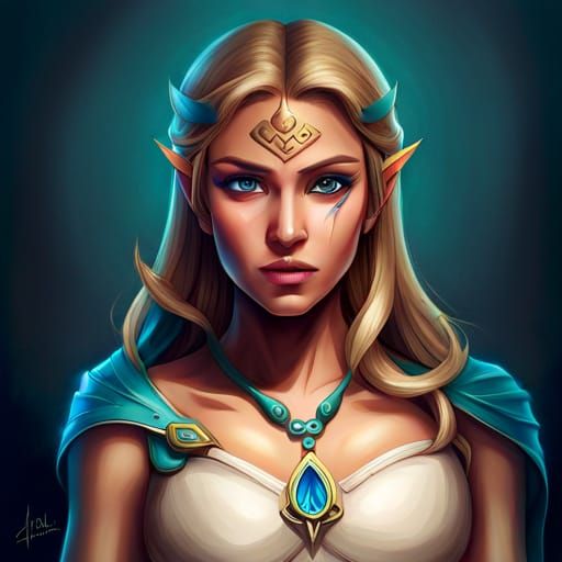 Gorgeous Princess Zelda Hyperrealistic Color Portrait