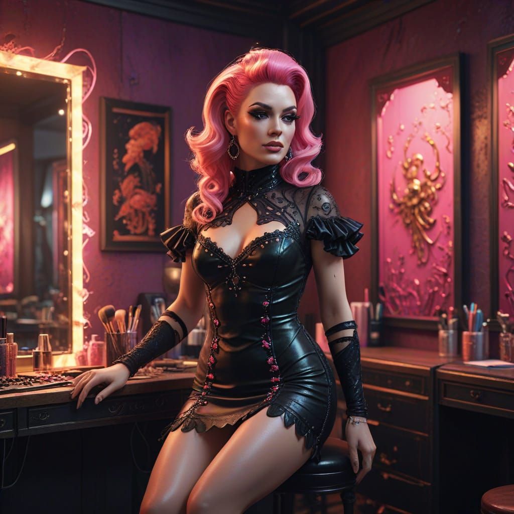 Drag Queens in Salon: Detailed Matte Painting