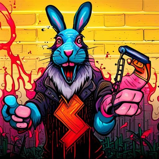 Giant Rabbit Arrested: Graffiti Street Art