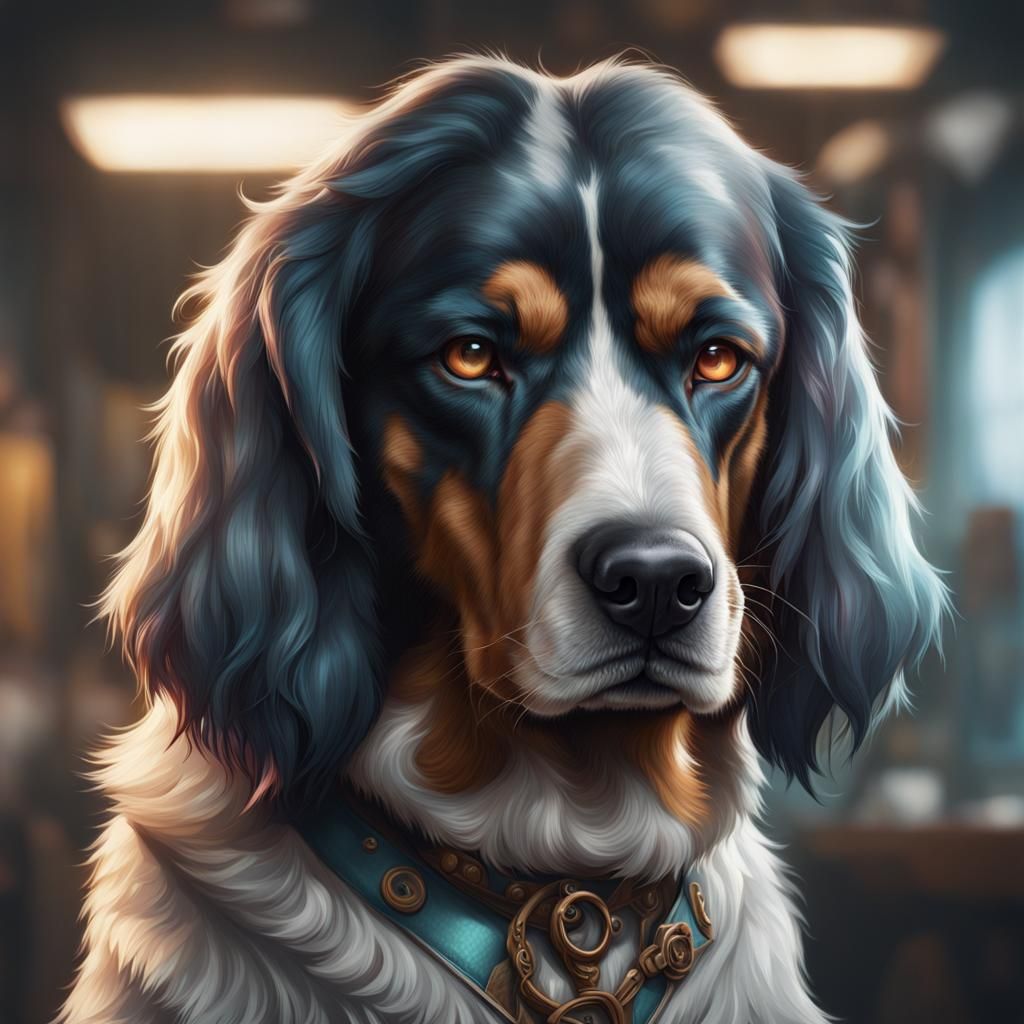 Person Transforms into Dog: Hyperdetailed Artstation Portrai...