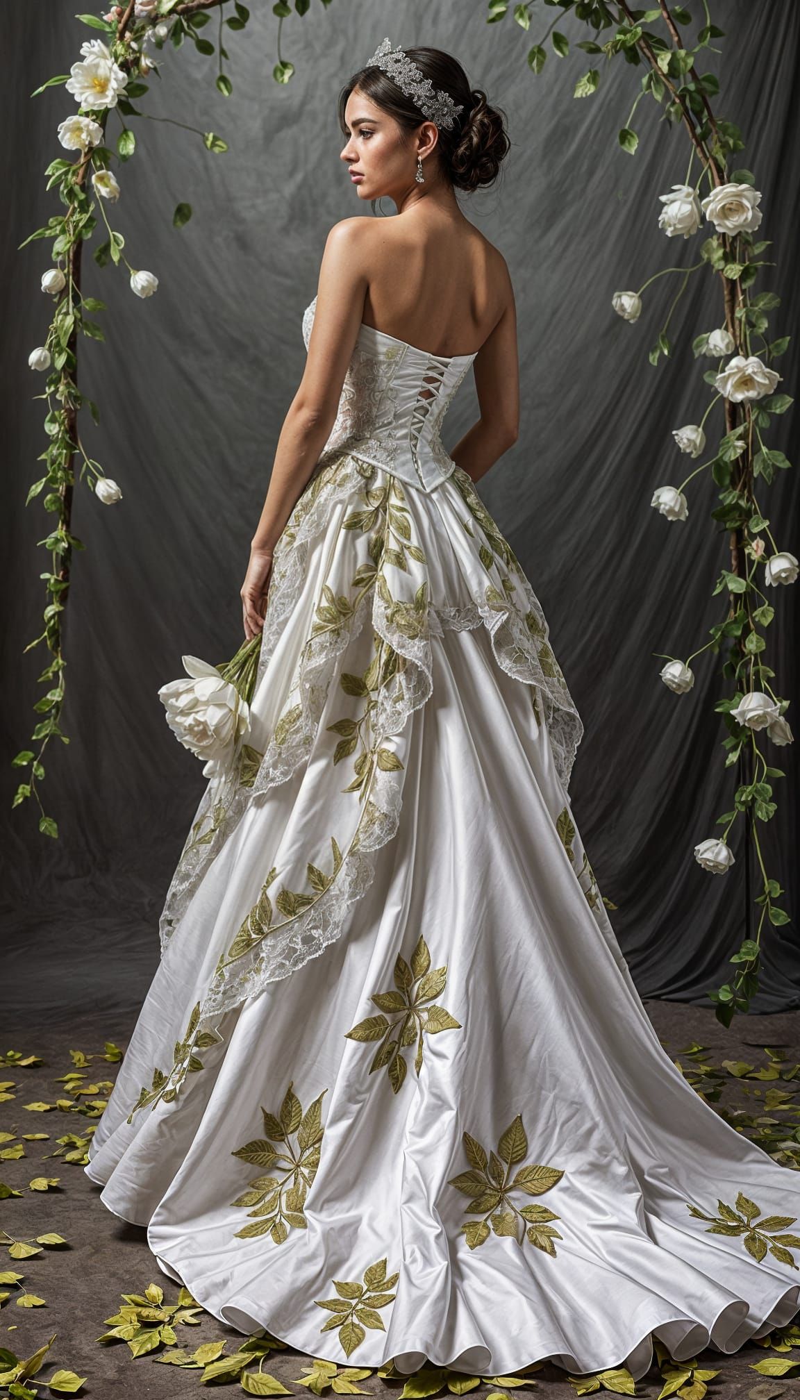 Mexican Bride in White Wedding Dress: Hyperrealistic Back Vi...