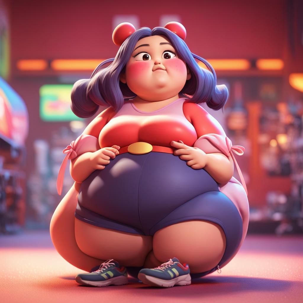 Stylized Plus-Size Anime Girl in 3D Digital Art