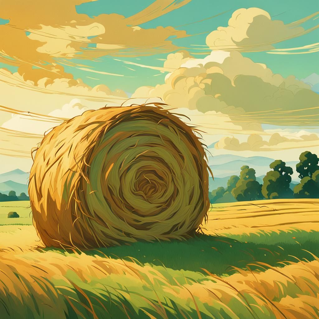 Art Nouveau Haystack in Golden Light