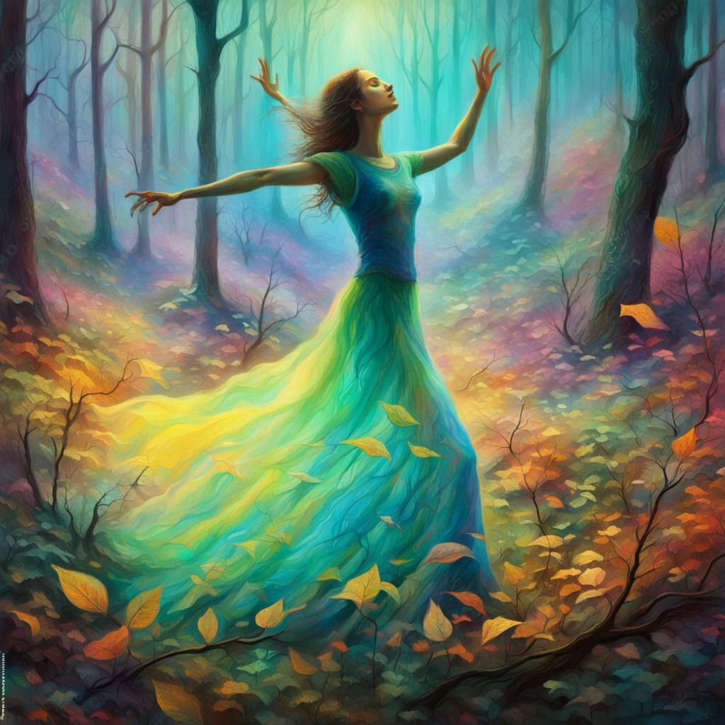 Mystical Forest Dance: Fantasy Concept Art
