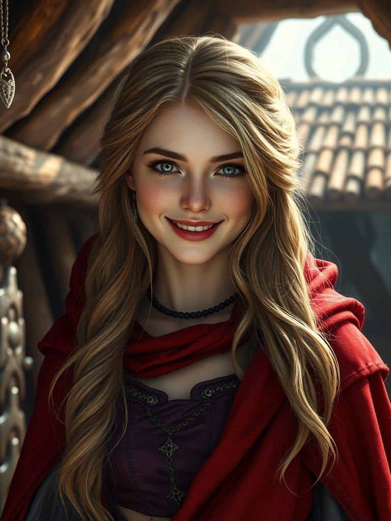 Medieval Fantasy Maiden in Cozy Hut