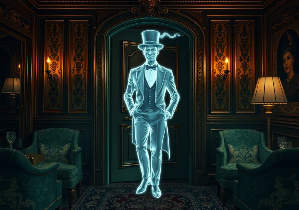 Ethereal Gentleman Enters Victorian Art Nouveau Club