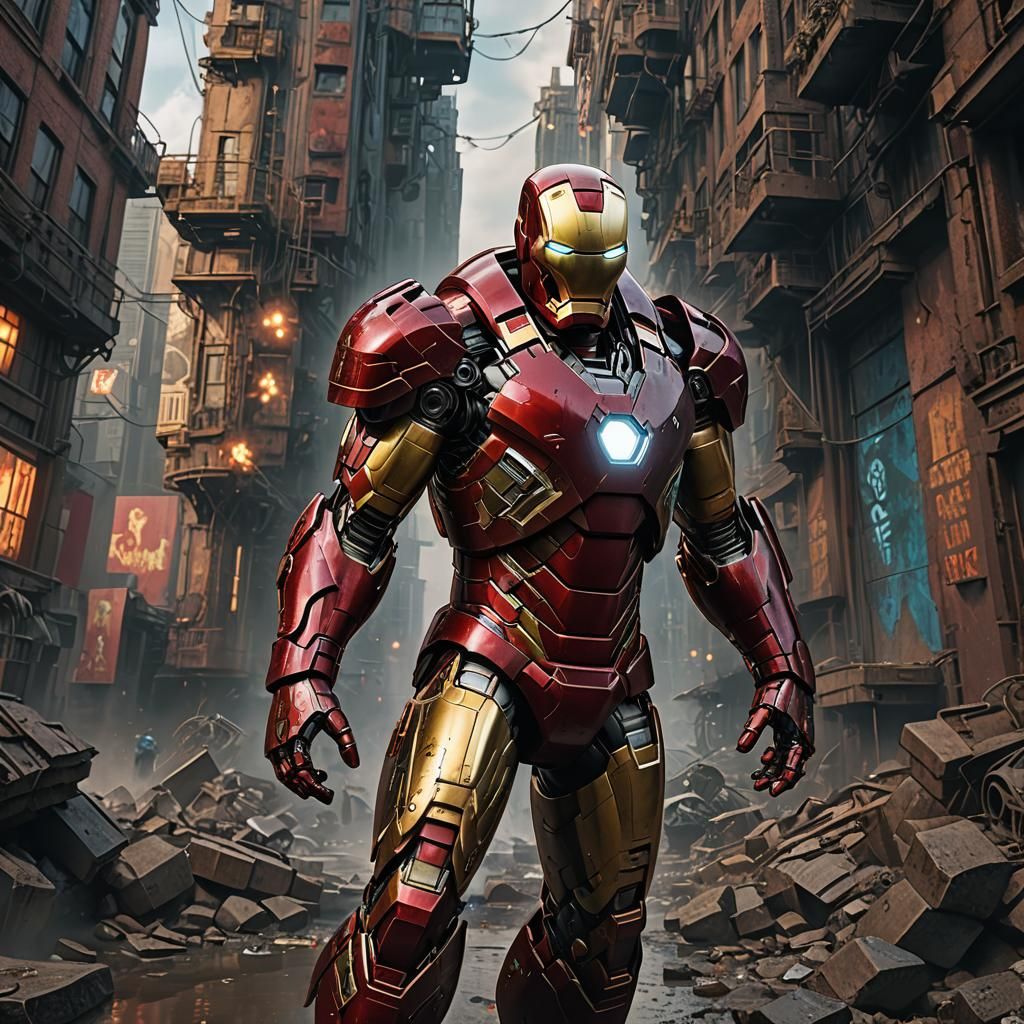 Detailed Matte Painting of Iron Man