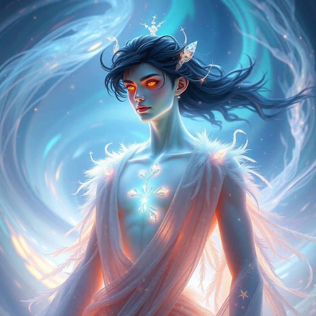 Majestic Male Aurora Spirit in Ethereal Light
