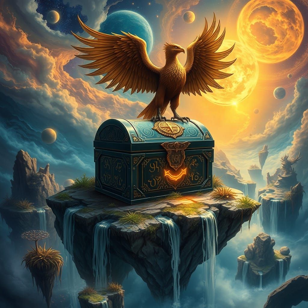 Treasure Chest on Floating Island: Fantasy Art