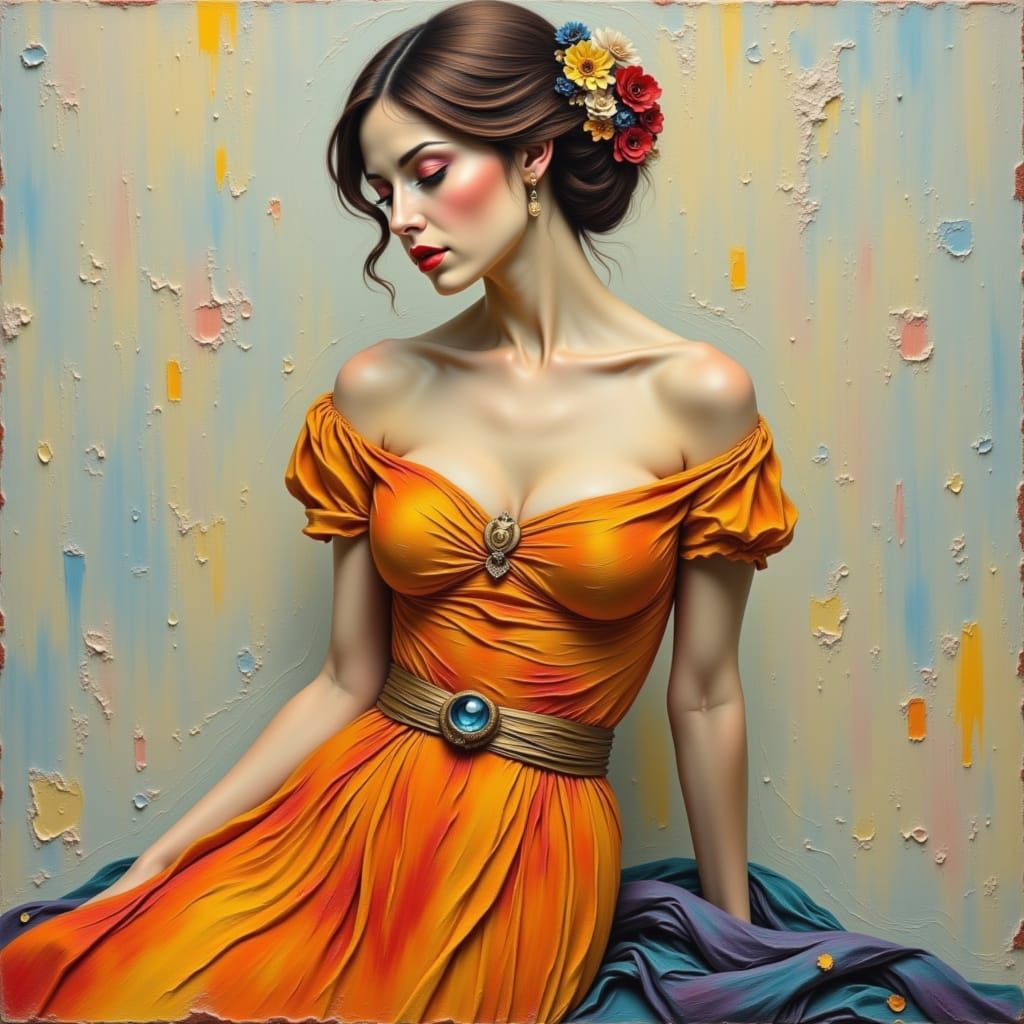 Elegant Woman Posing for Impasto Portrait