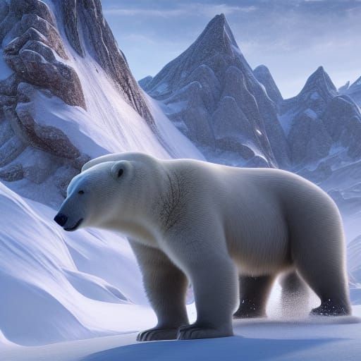 Polar Bear Riders on Snow Mountain Paths