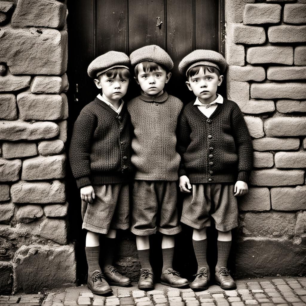 Dublin Street Urchins, 1930s, Hyperrealistic Photography