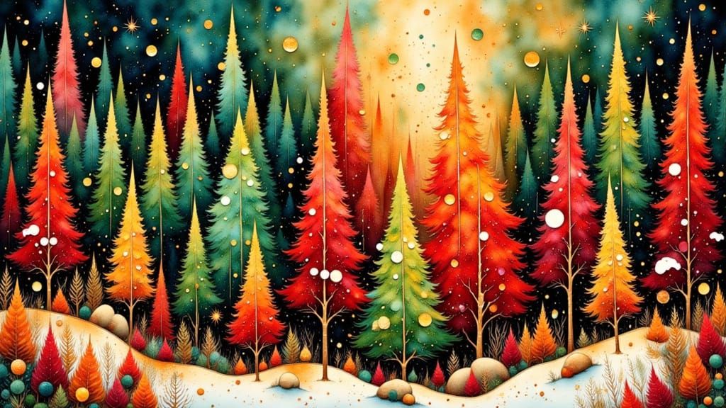 Intricate Yule Collage Alcohol Ink Art