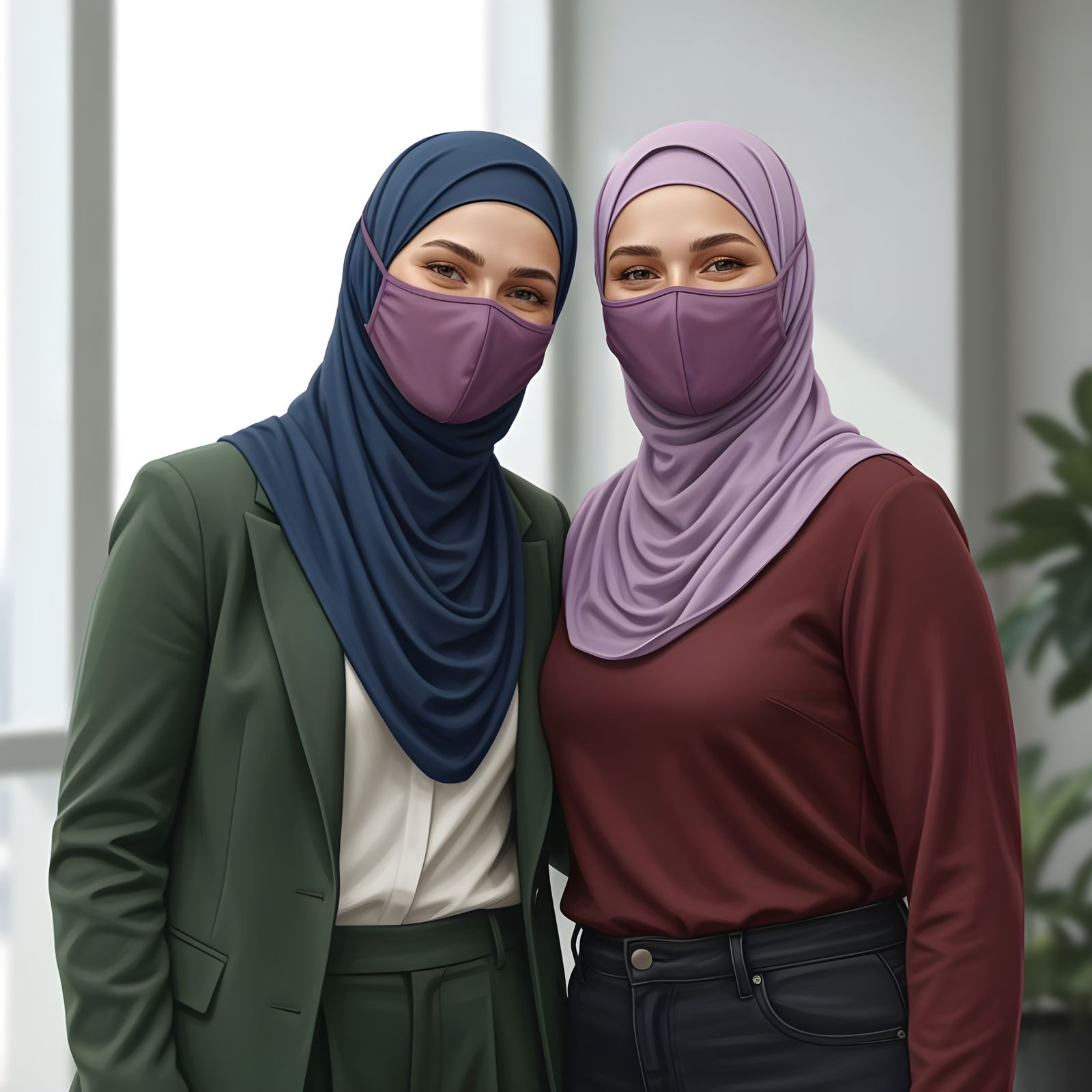 Confident Hijabi Women Portrait: Modest Fashion