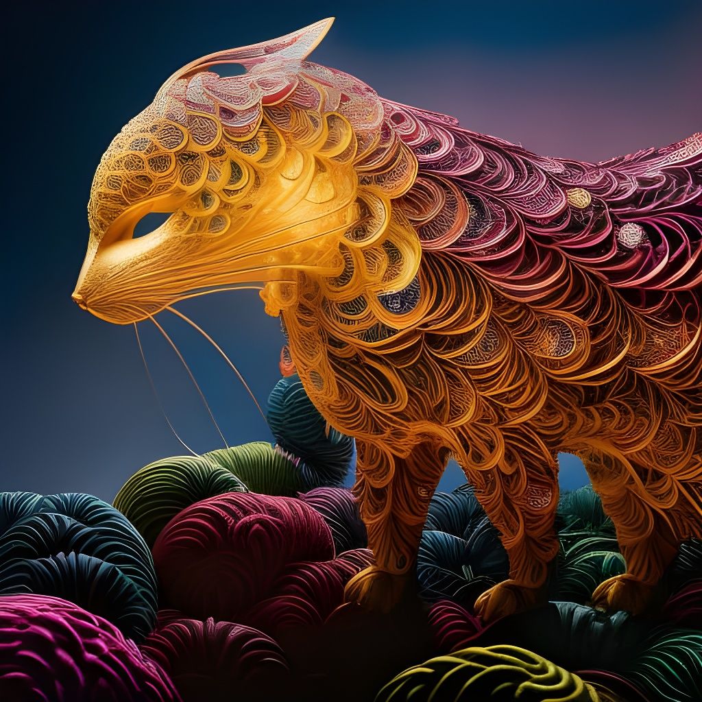 Detailed 3D Wire Cat Illustration