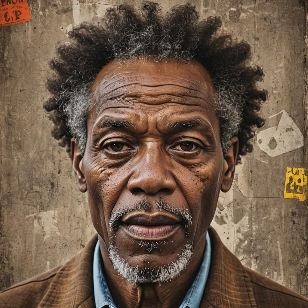 Afrofuturist Older Man in Street Pop Art Style