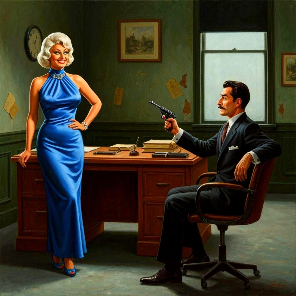 Film Noir: Sophia Loren in Impressionistic Oil Painting