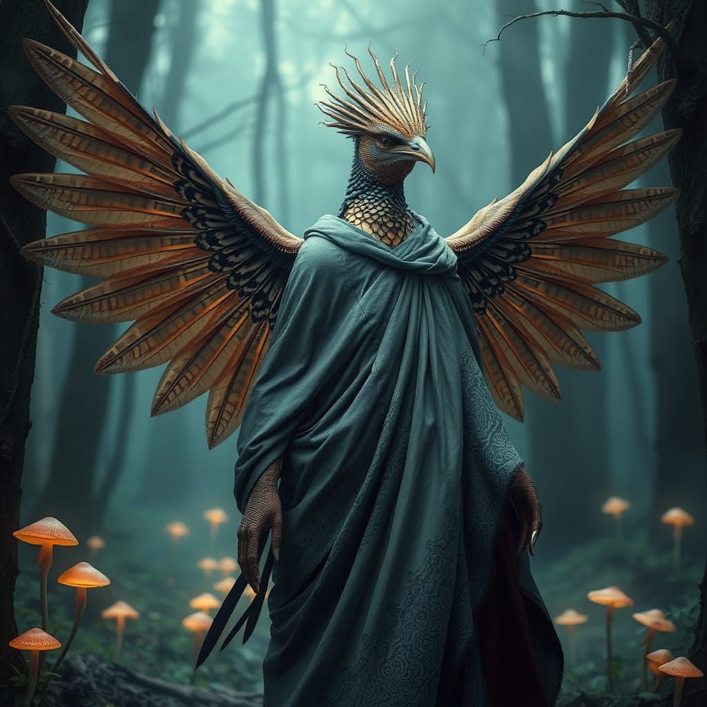 Quail Humanoid in Mystical Forest